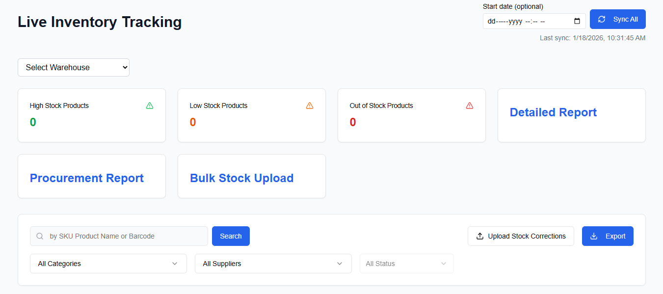E-commerce Warehouse Synchronization System